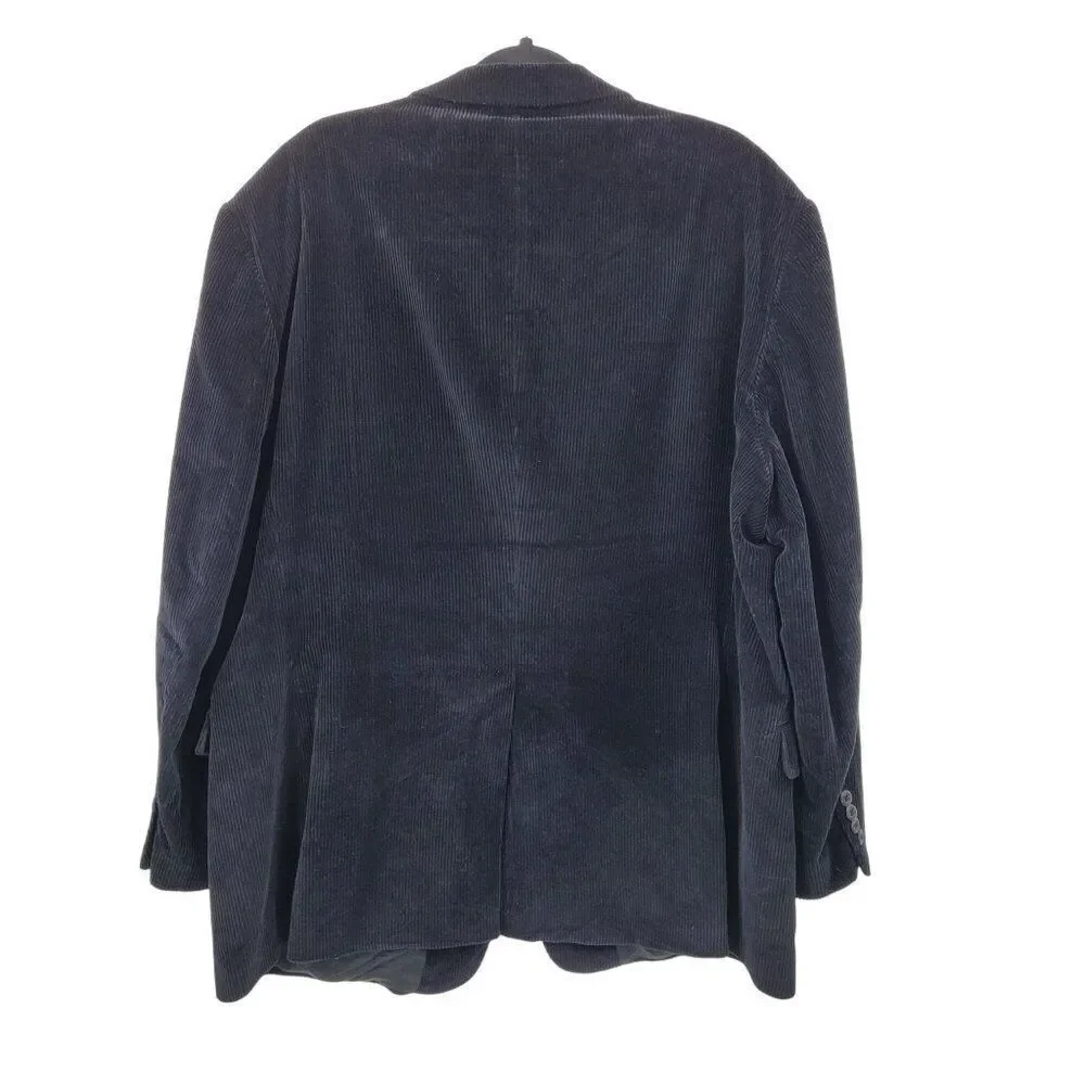 Stafford Mens 48R Corduroy Blazer Jacket Black Cotton Sports Coat Casual‎ Dressy